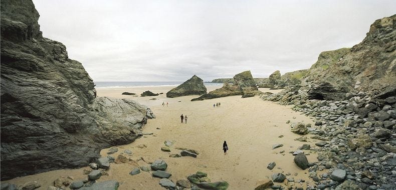 Bedruthan Steps, Cornwall August 2007. Low water 2 pm